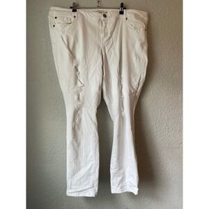 Torrid White Denim Jeans Ripped Distressed Plus Size 20S